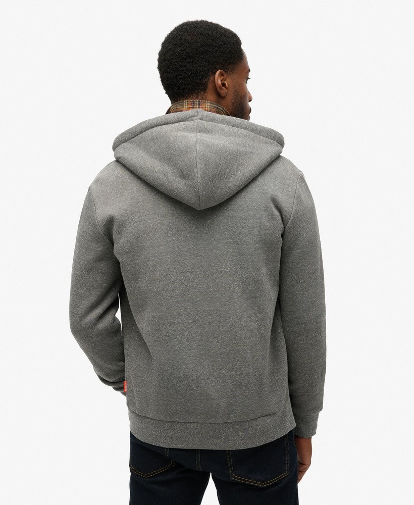 neon vintage logo graphic zip hoodie in storm grey heather