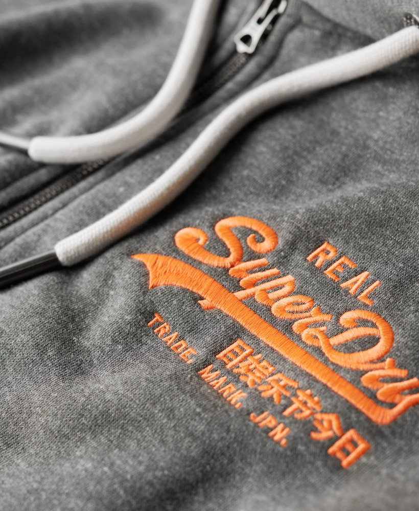 neon vintage logo graphic zip hoodie in storm grey heather