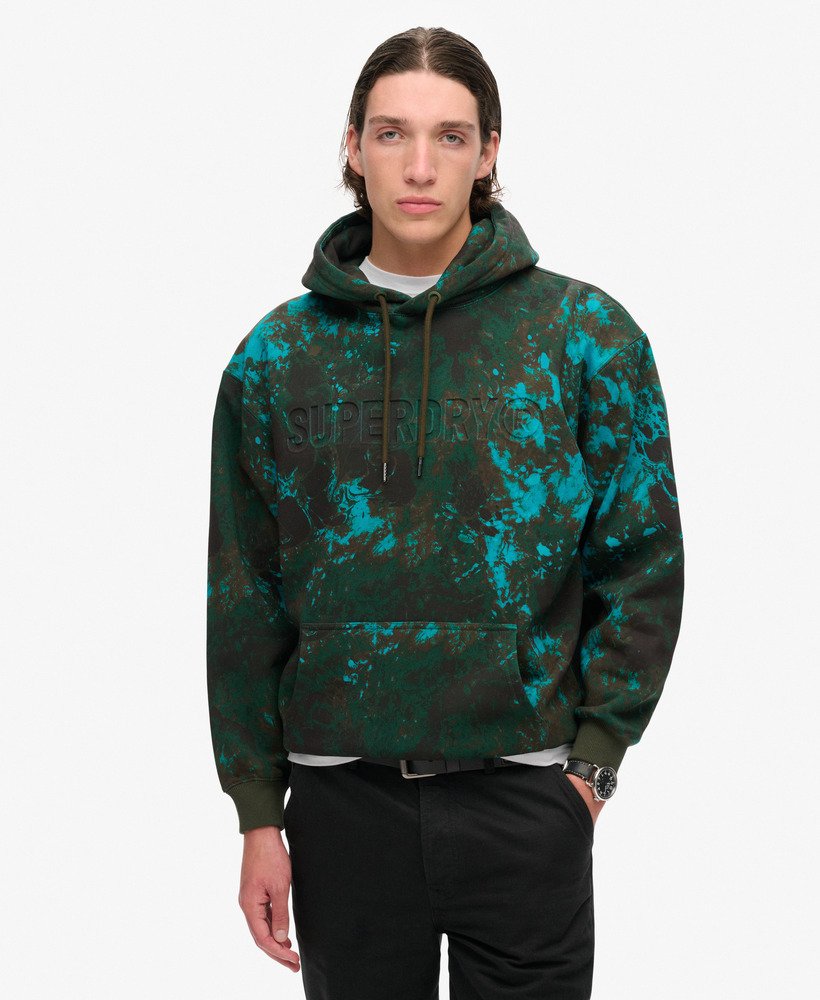 utility camo logo loose hoodie in bali marble