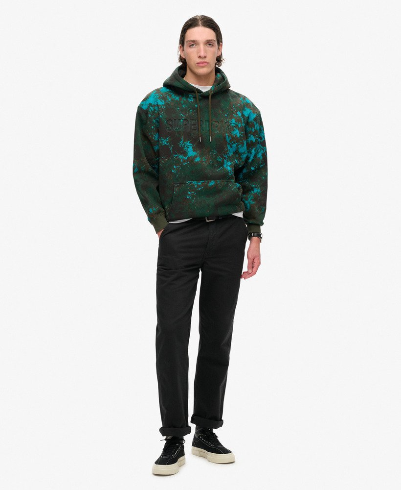 utility camo logo loose hoodie in bali marble