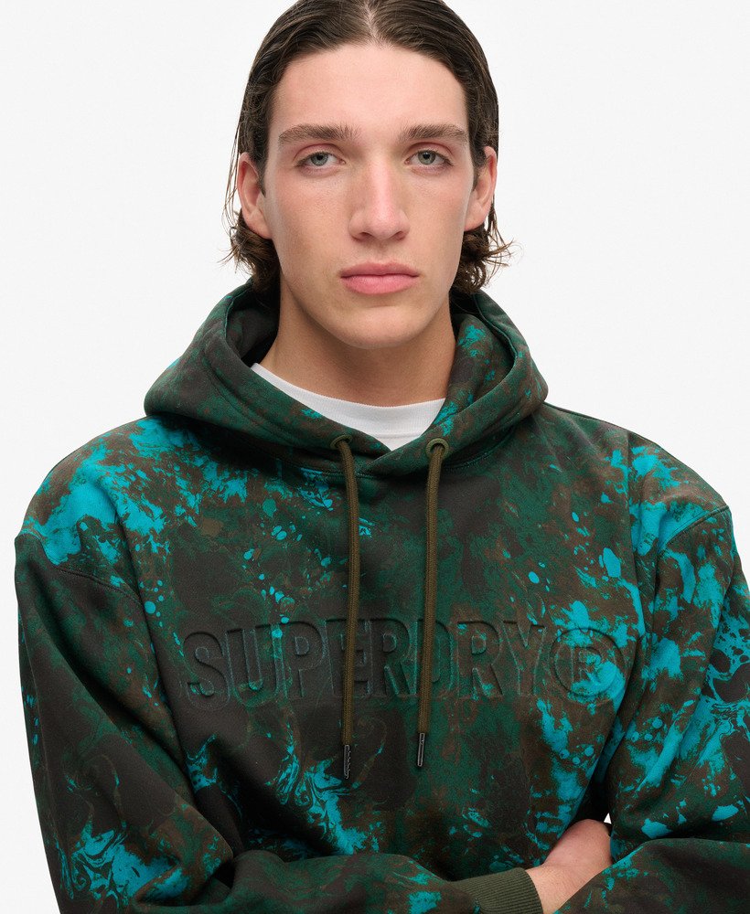utility camo logo loose hoodie in bali marble