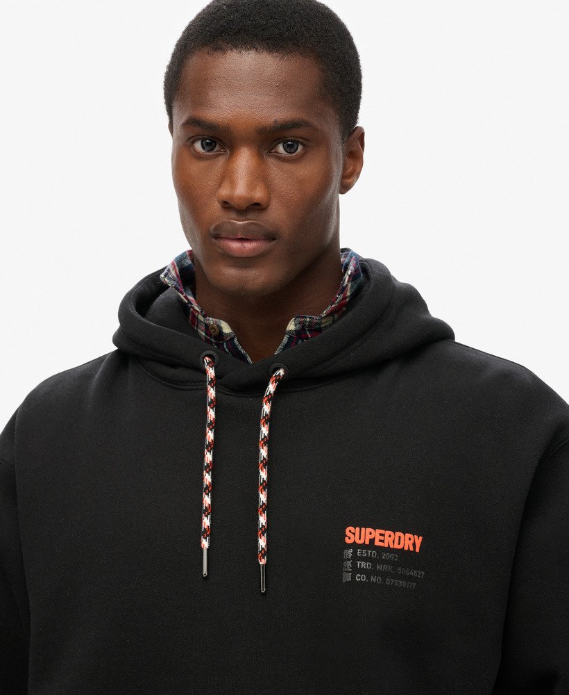 utility sport logo loose hoodie in zwart