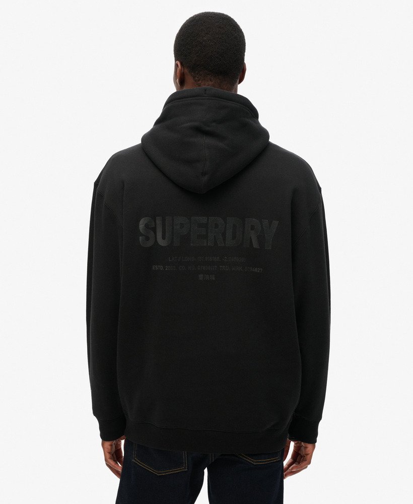 utility sport logo loose hoodie in zwart