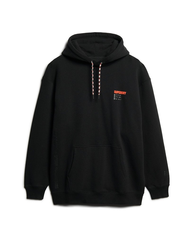 utility sport logo loose hoodie in zwart