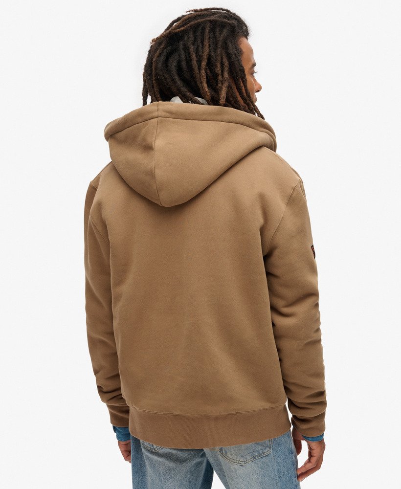 borg gevoerde hoodie met rits in karamelbruin