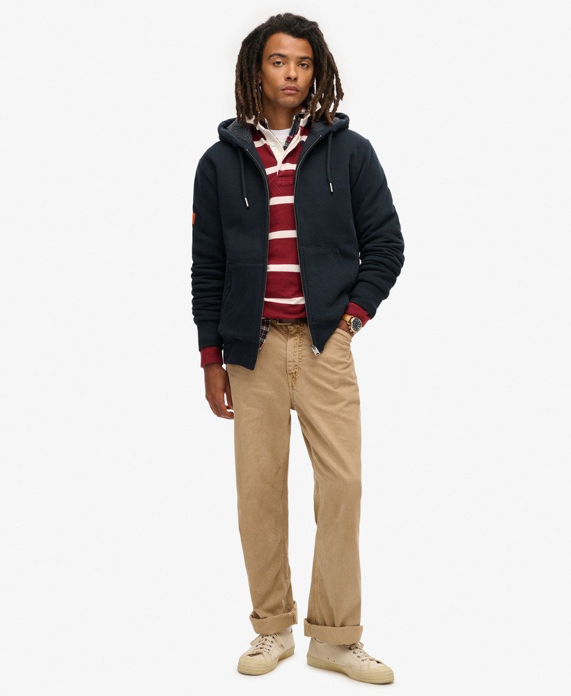 borg gevoerde hoodie met rits in eclipse navy