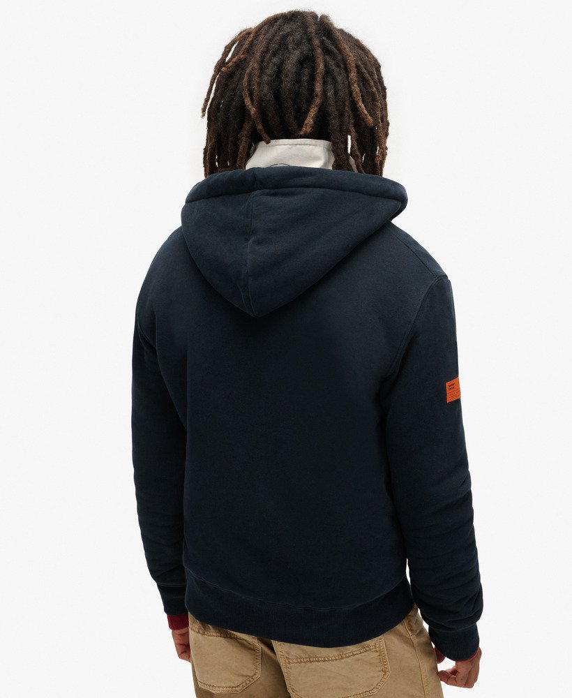 borg gevoerde hoodie met rits in eclipse navy