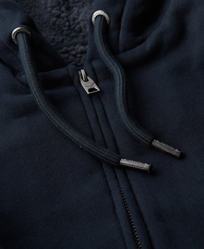 borg gevoerde hoodie met rits in eclipse navy