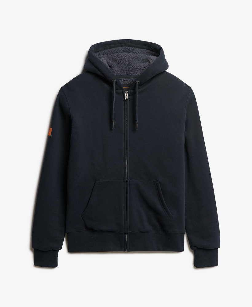 borg gevoerde hoodie met rits in eclipse navy