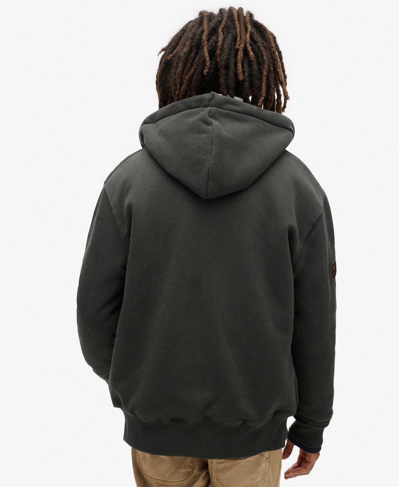 borg gevoerde hoodie met rits in gewassen zwart