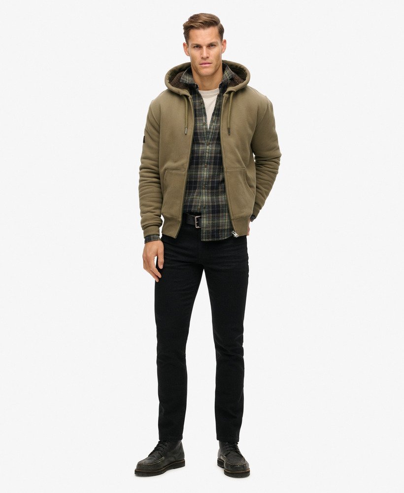 borg gevoerde hoodie met rits in morel brown