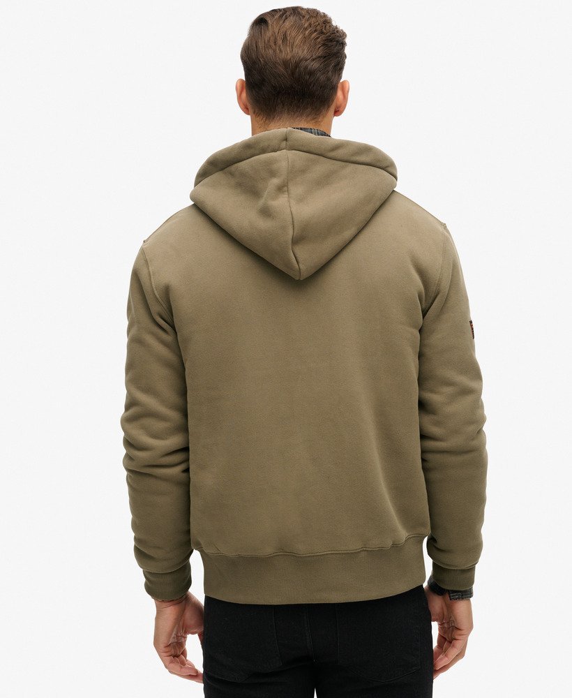 borg gevoerde hoodie met rits in morel brown