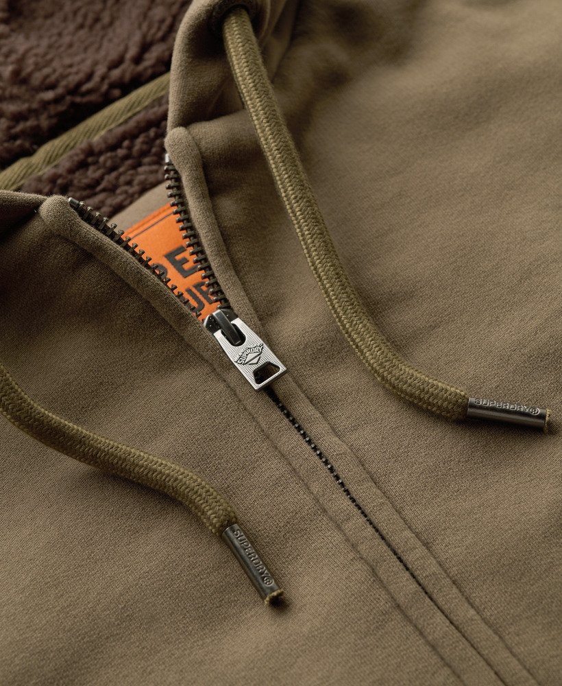 borg gevoerde hoodie met rits in morel brown