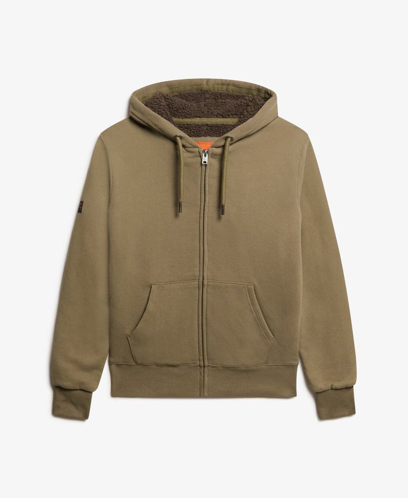 borg gevoerde hoodie met rits in morel brown