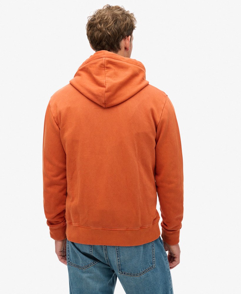essential logo washed zip hoodie in washed autumn glaze brown