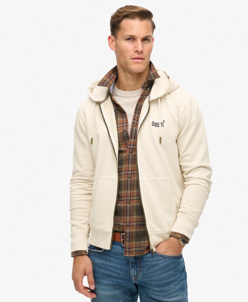 essential logo washed zip hoodie in washed chalk