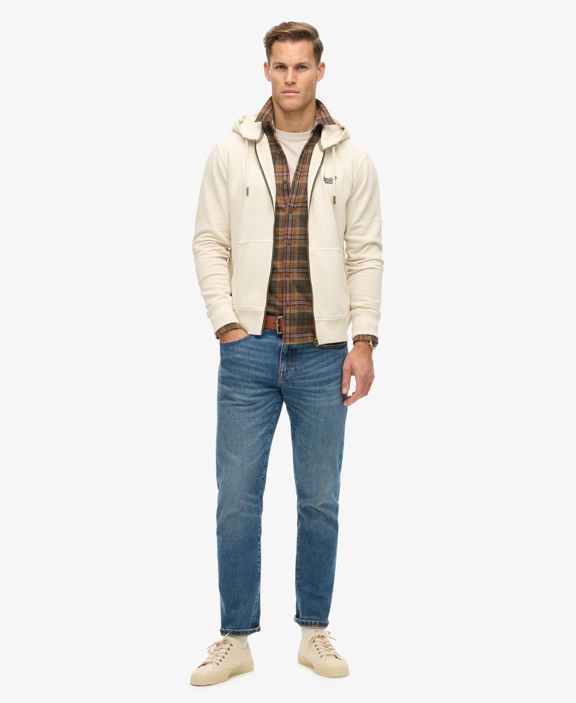 essential logo washed zip hoodie in washed chalk