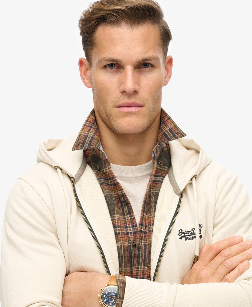 essential logo washed zip hoodie in washed chalk