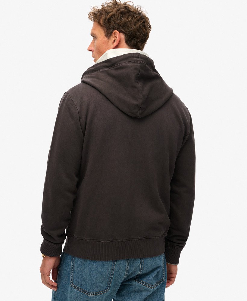 essential logo washed zip hoodie in washed ganache brown
