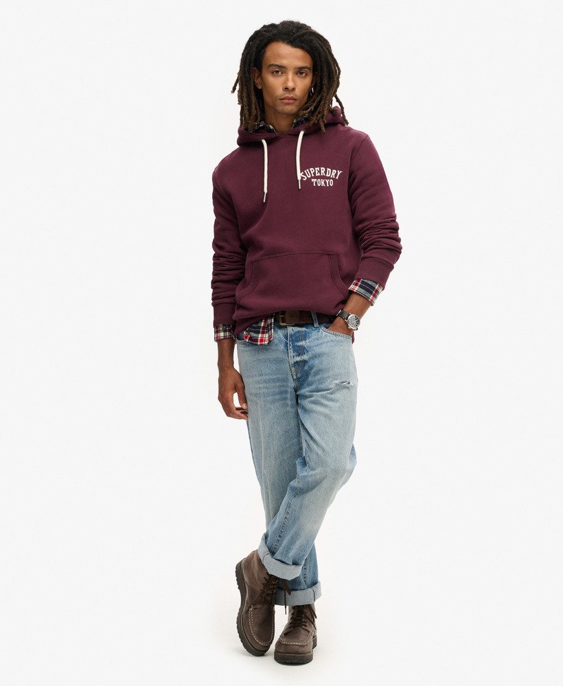 tattoo back graphic loose hoodie in fig purple