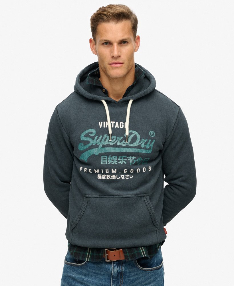duo vintage logo hoodie in gitzwart