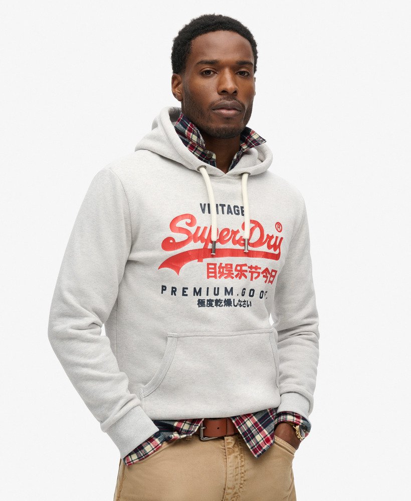 duo vintage logo hoodie in glacier grey marl