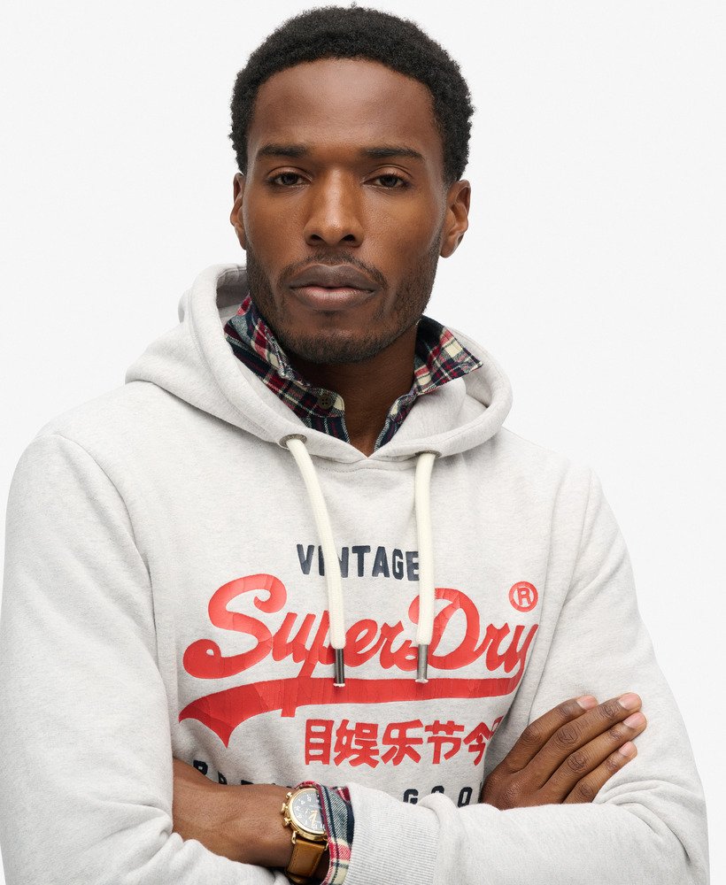 duo vintage logo hoodie in glacier grey marl