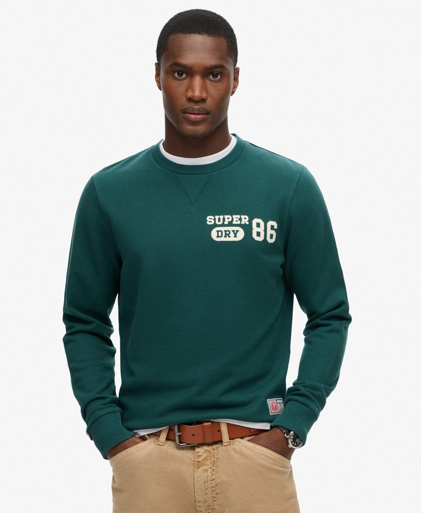 sportieve bedrukte sweater in donker dennengroen