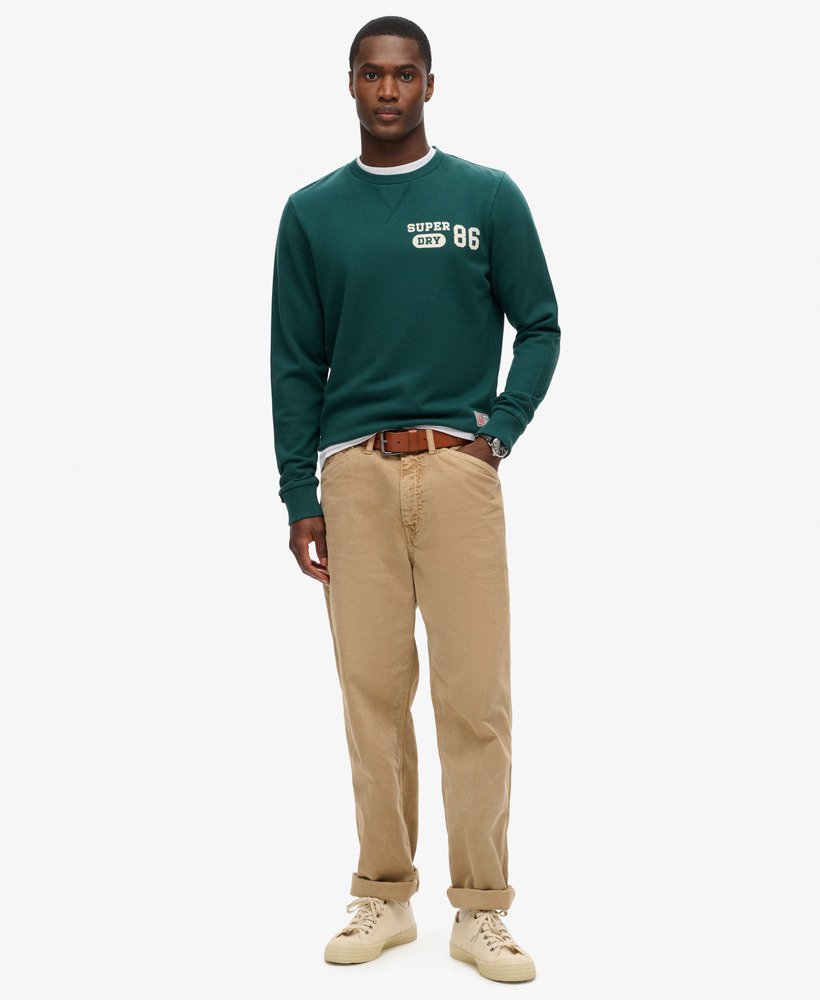sportieve bedrukte sweater in donker dennengroen