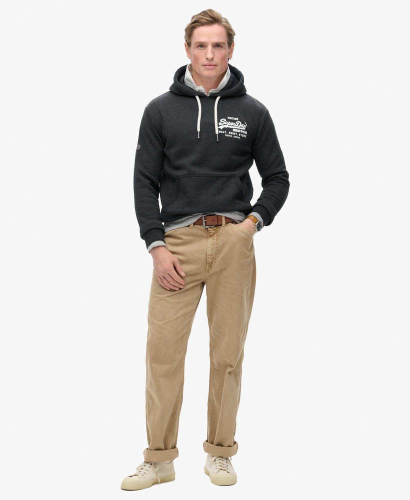 klassieke vintage hoodie met logo in phantom black marl.