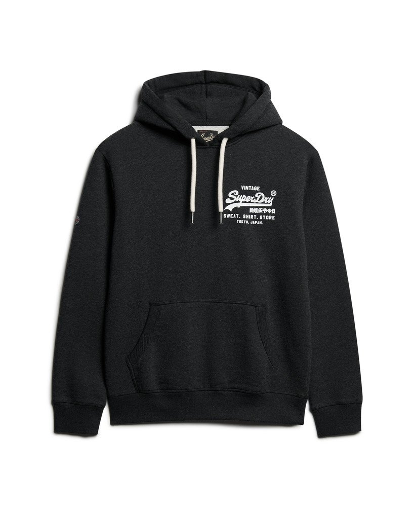 klassieke vintage hoodie met logo in phantom black marl.