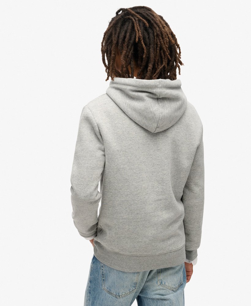 klassieke vintage hoodie met logo in sportief grijs gemêleerd.