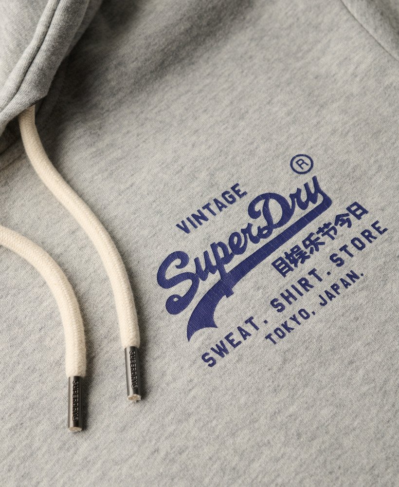 klassieke vintage hoodie met logo in sportief grijs gemêleerd.