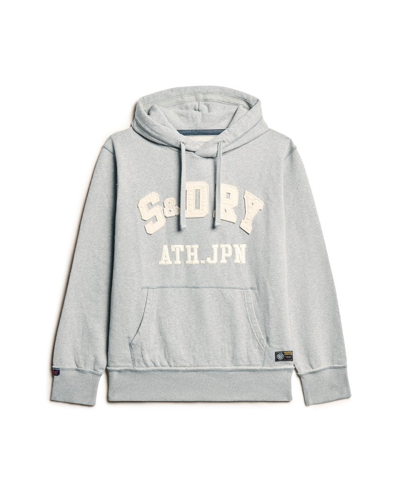 vintage sportieve hoodie in lichtgrijs gemêleerd.