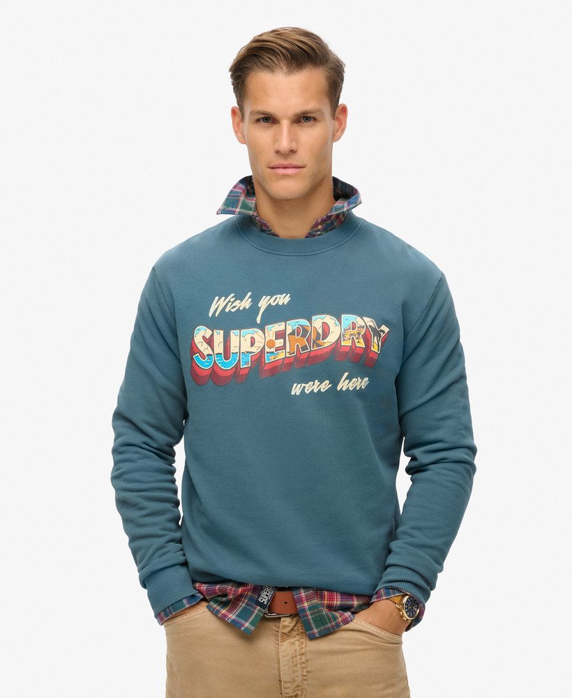 sweatshirt met reisansichtkaartprint in stargazer blue