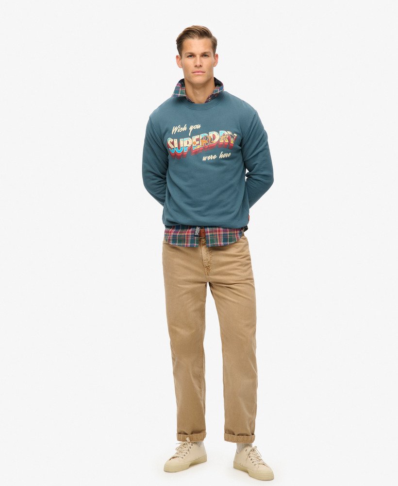 sweatshirt met reisansichtkaartprint in stargazer blue