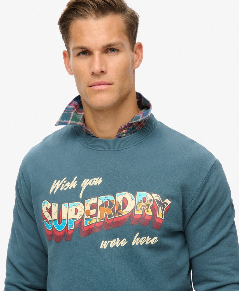 sweatshirt met reisansichtkaartprint in stargazer blue