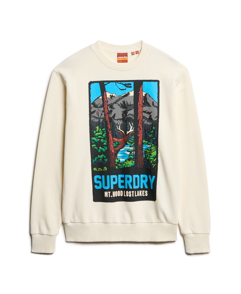 sweatshirt met reispostkaartprint en ronde hals in de kleur solitary star white.