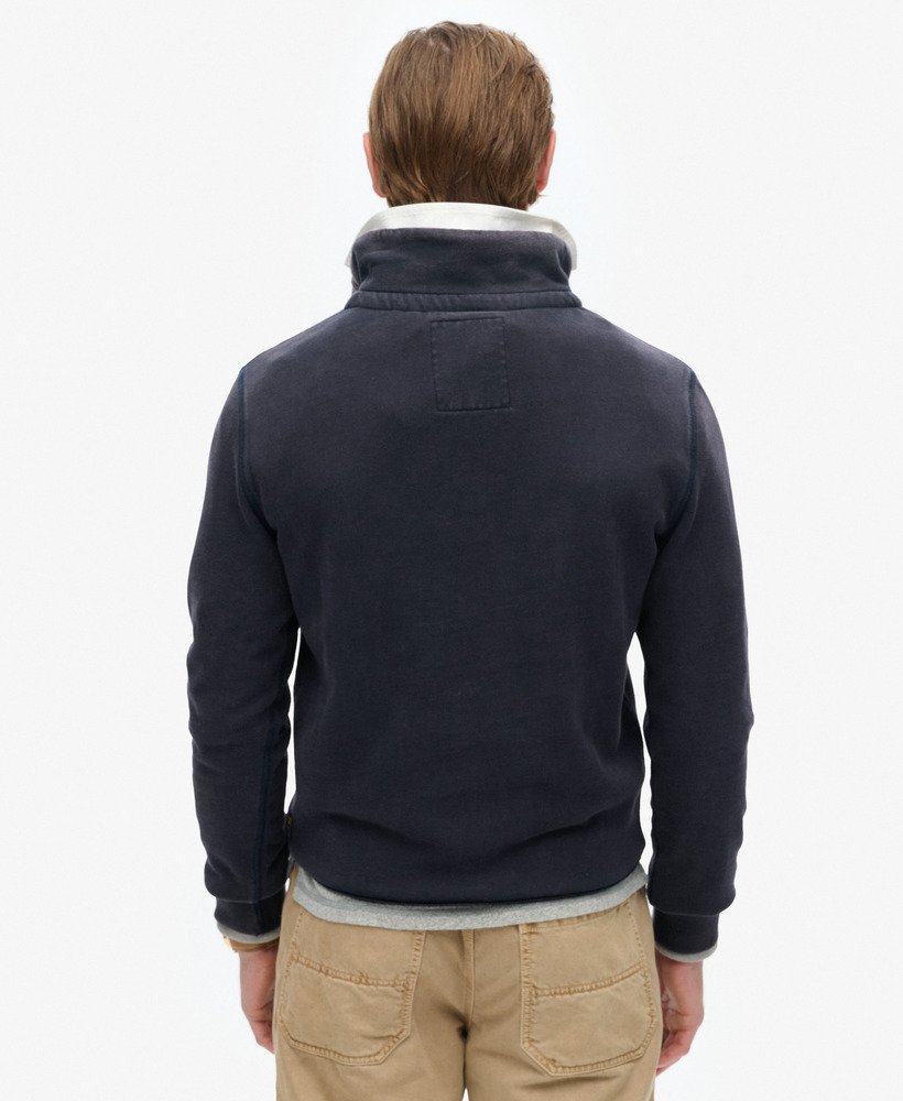 vintage sportieve trui met halve knoopsluiting in eclipse navy