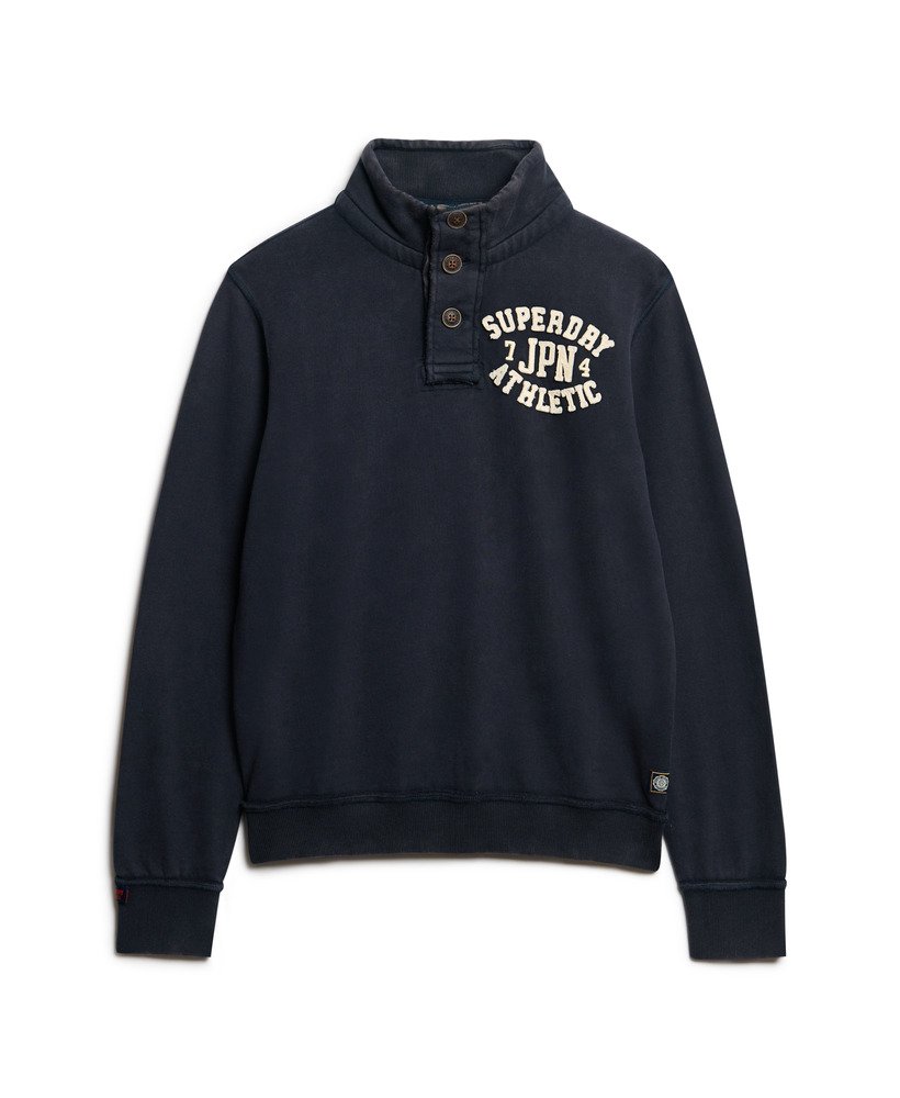 vintage sportieve trui met halve knoopsluiting in eclipse navy