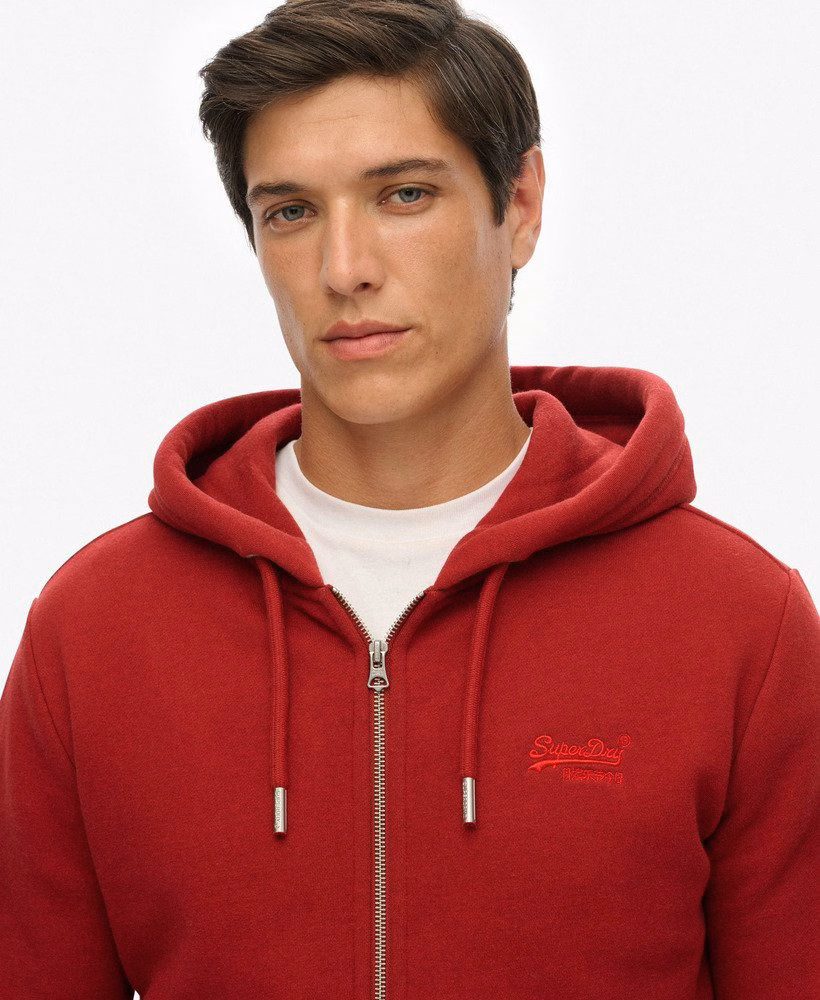Hoodie met ritssluiting en vintage logo, geborduurd