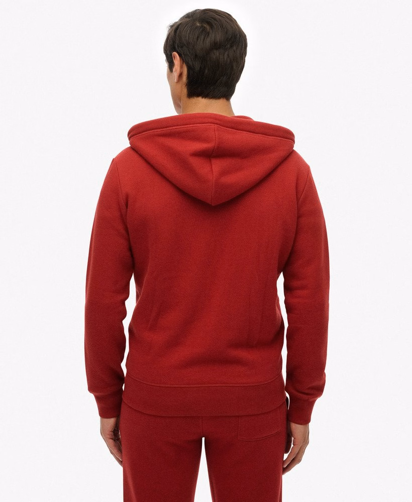 Hoodie met ritssluiting en vintage logo, geborduurd