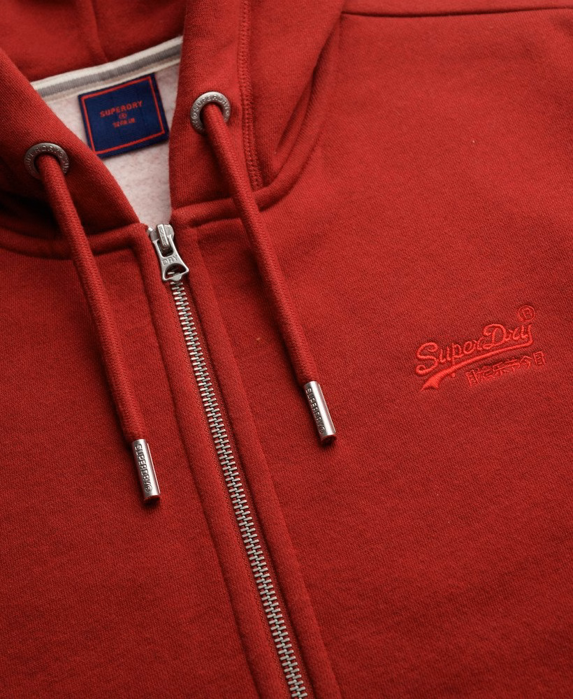 Hoodie met ritssluiting en vintage logo, geborduurd