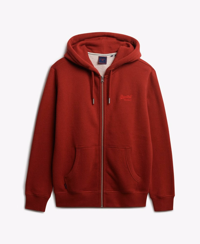 Hoodie met ritssluiting en vintage logo, geborduurd