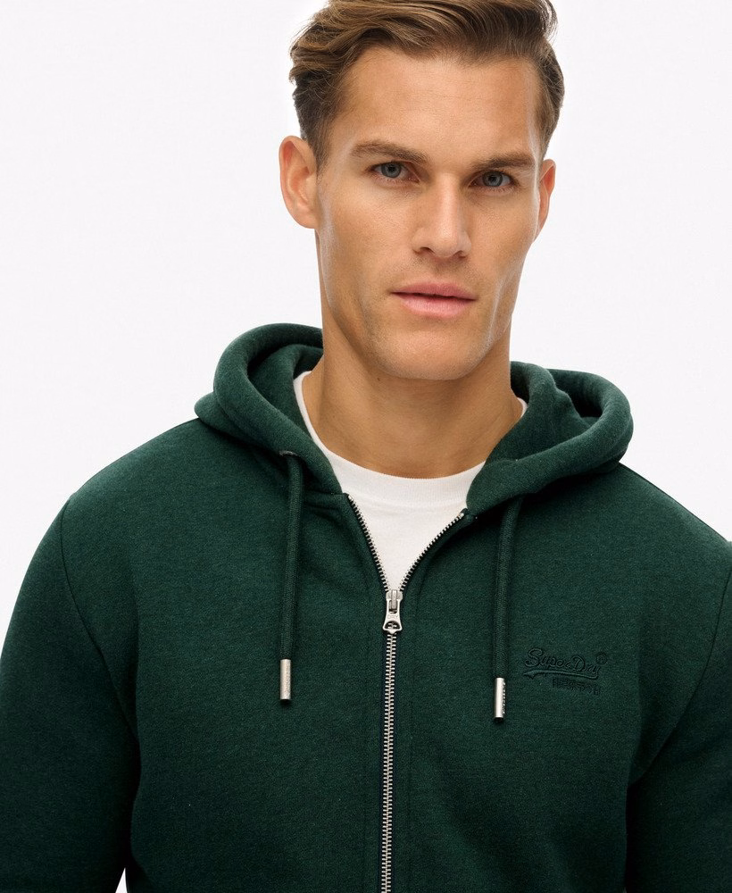 Hoodie met ritssluiting en vintage logo, geborduurd