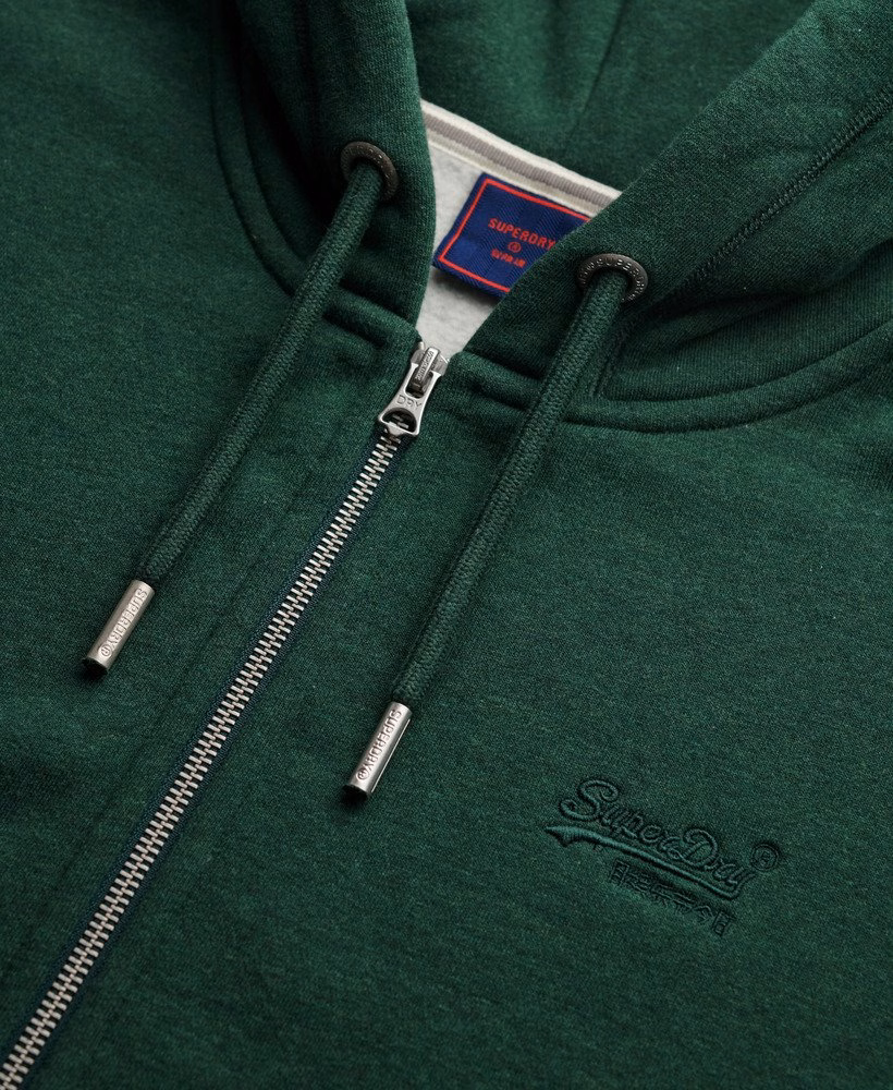Hoodie met ritssluiting en vintage logo, geborduurd