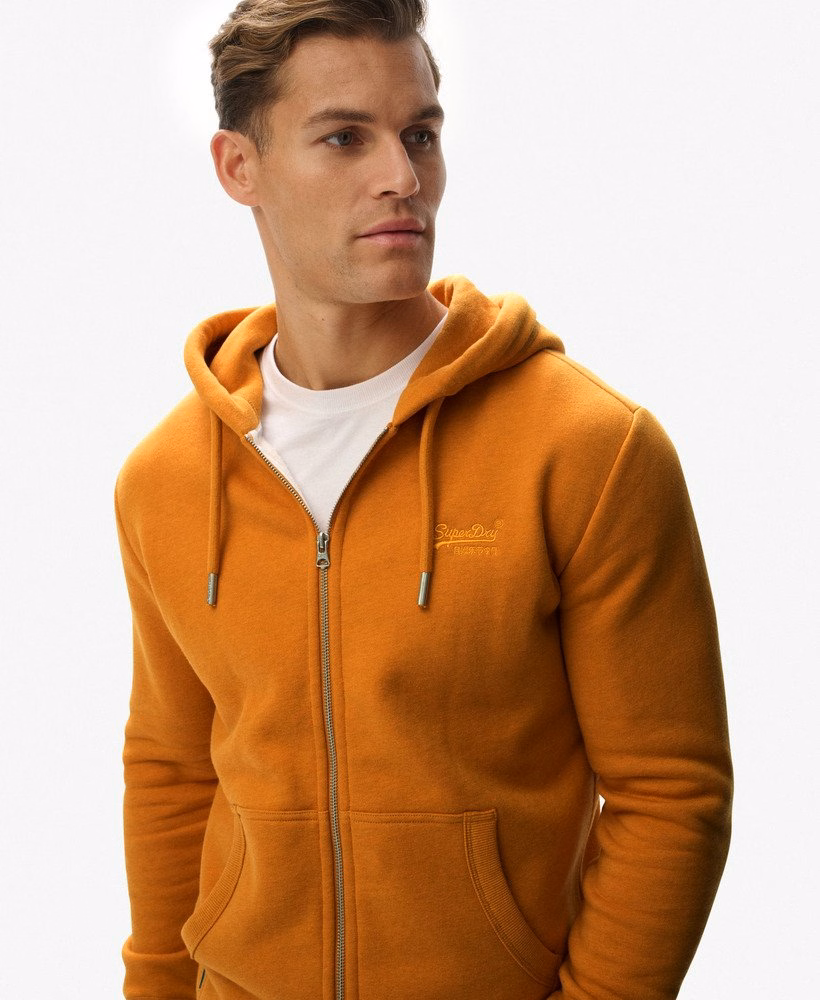 Hoodie met ritssluiting en vintage logo, geborduurd