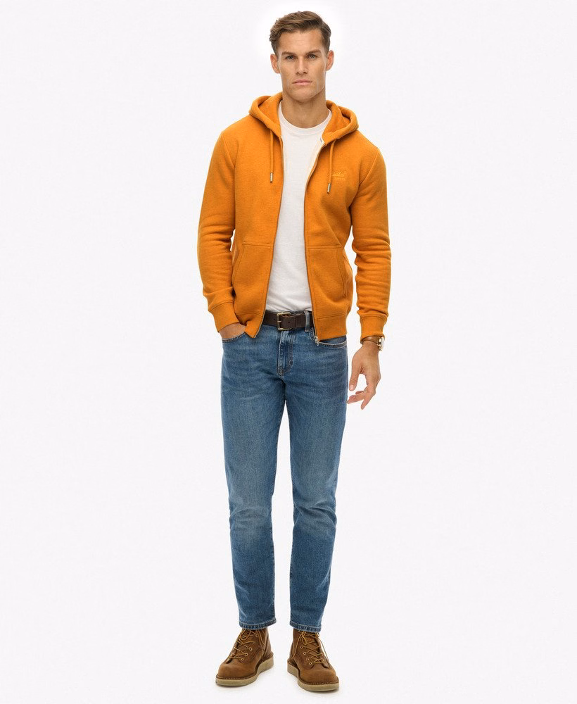 Hoodie met ritssluiting en vintage logo, geborduurd