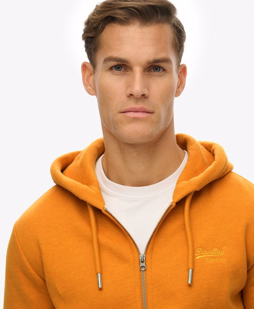 Hoodie met ritssluiting en vintage logo, geborduurd