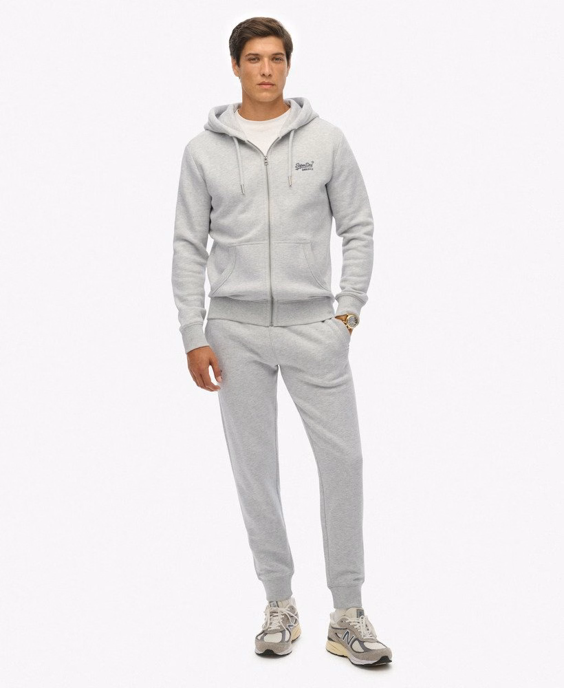 Hoodie met ritssluiting en vintage logo, geborduurd